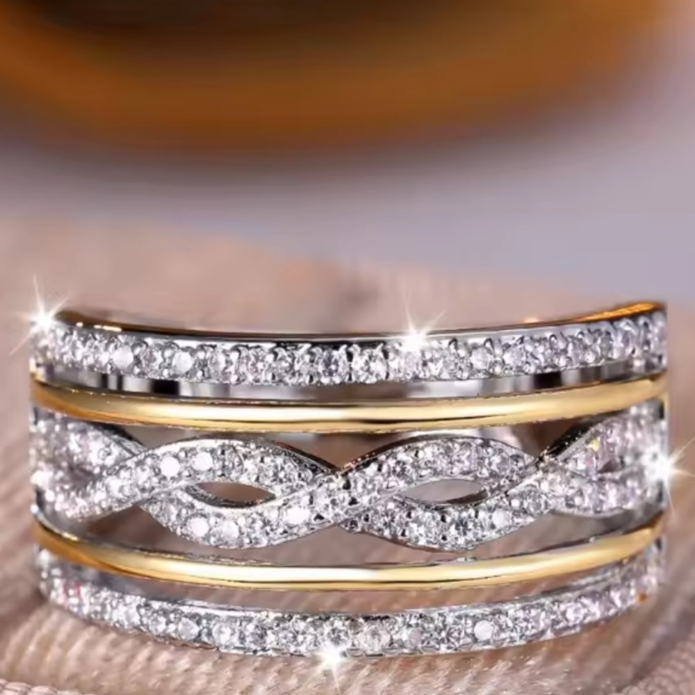 Zirconia Wedding Gold and Silver Women's Ring - Picture 5 of 5